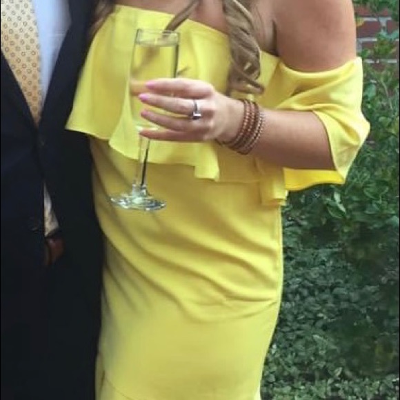 Boutique Yellow Off the Shoulder Dress - Picture 6 of 6